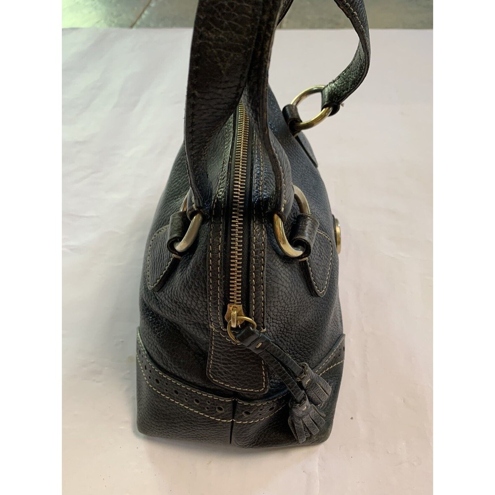 DOONEY & BOURKE Leather Black Bowler Pebble Handbag Purse Vtg - Picture 4 of 16